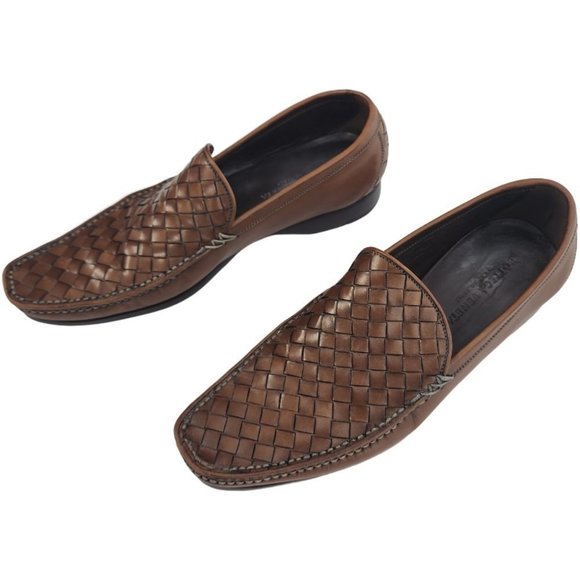Bottega Veneta Intrecciato Braided Leather Brown Loafer Women's